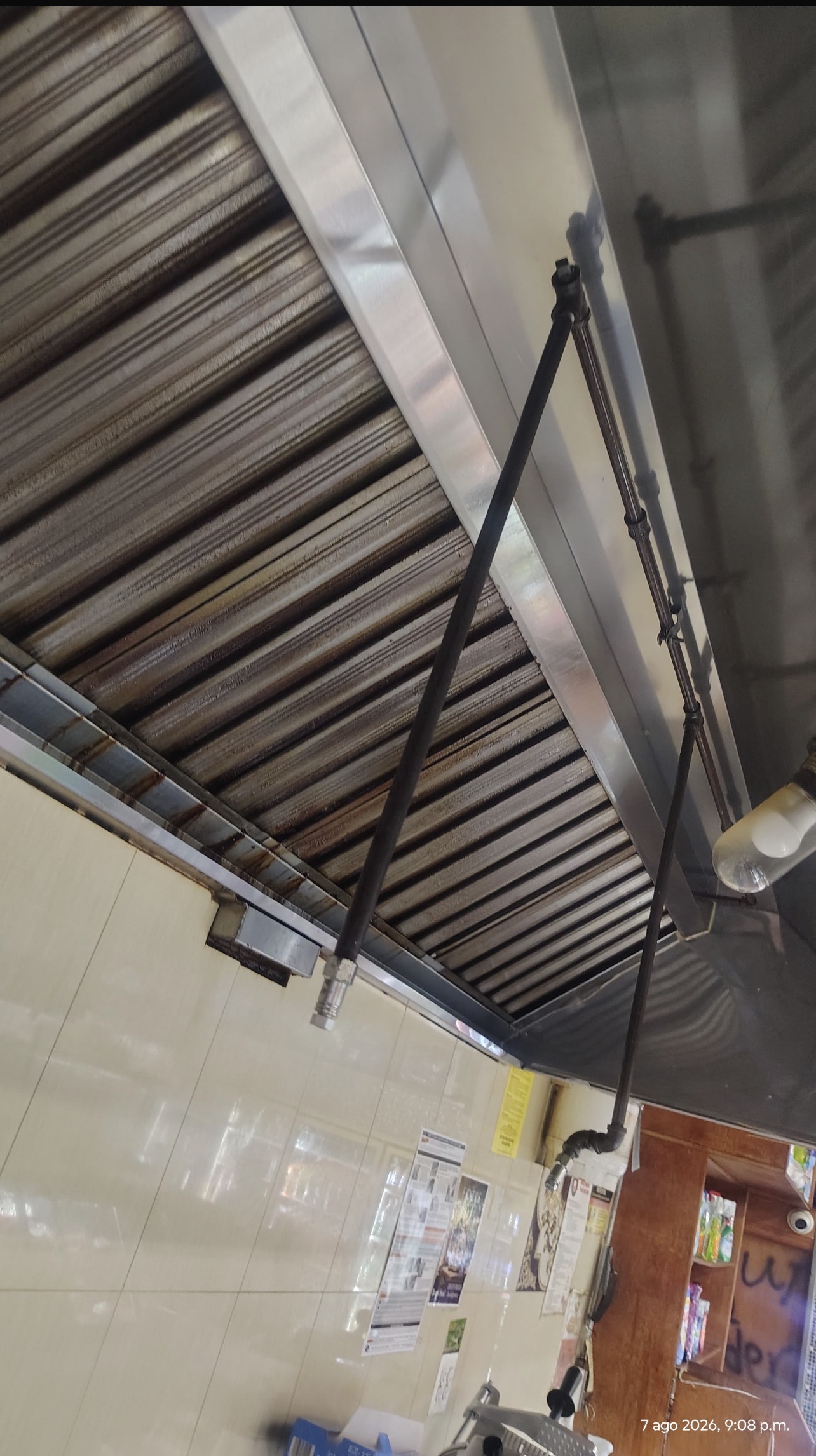 Commercial kitchen hood before professional cleaning