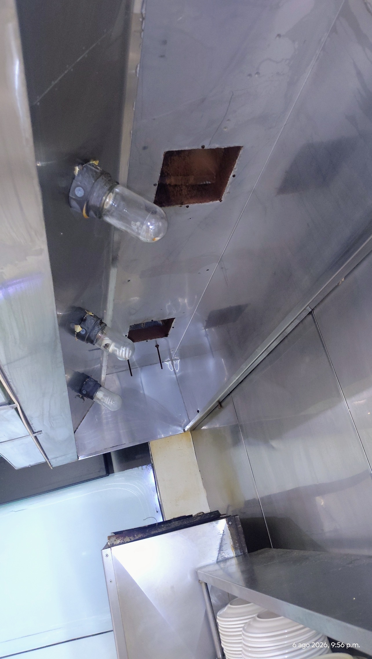 Clean commercial kitchen hood interior after service