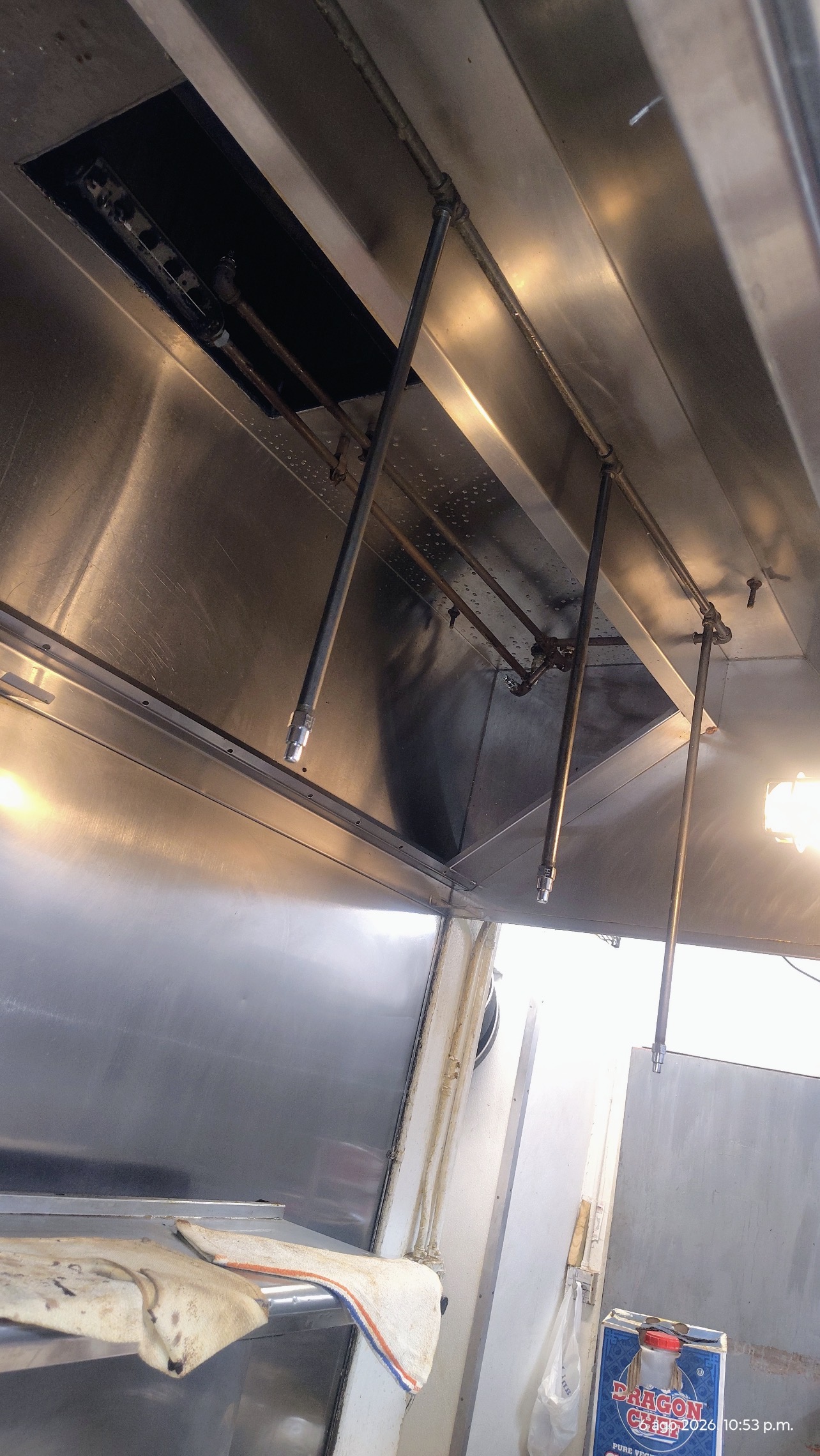 Commercial kitchen hood interior after professional cleaning